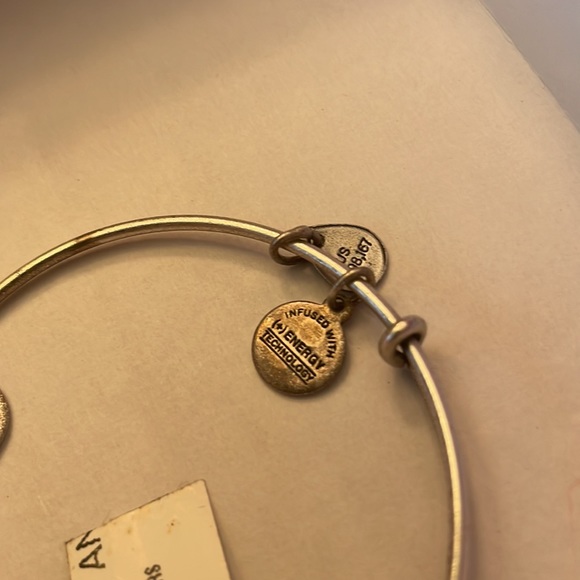 Nwt Alex and Ani charm bangle bracelet initial A monogram energy made USA silver - Picture 5 of 9